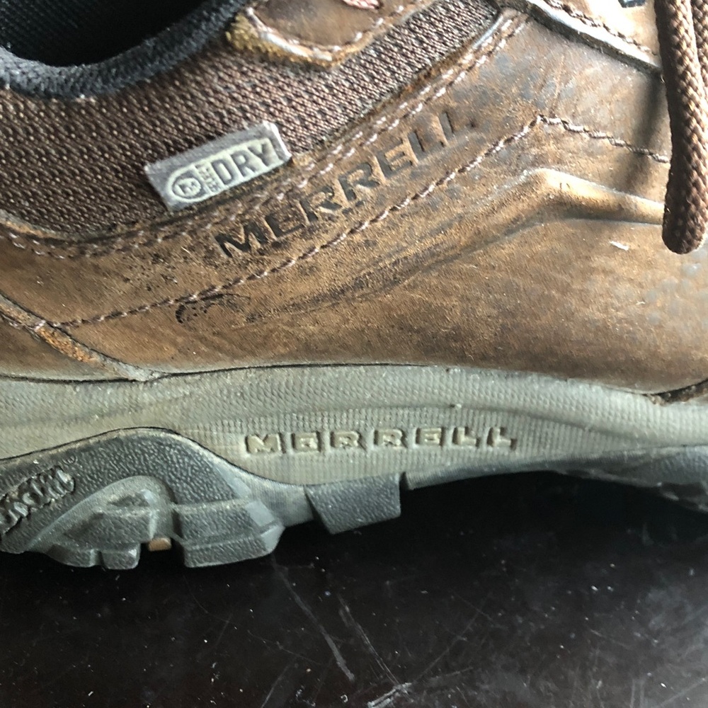 Merrell brown water resistant brown leather shoes size 7.5 - Picture 3 of 6